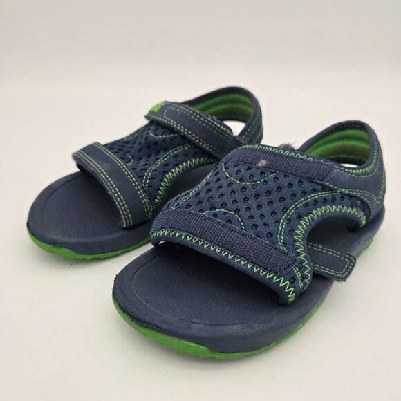 Teva Toddler Boys Size 10 Navy & Green Sandals With Adjustable Straps - Picture 2 of 9
